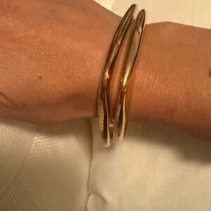 Heavy Rose‑Gold Tone Modern Geometric Bracelet Bangle Set NWT & SO chic